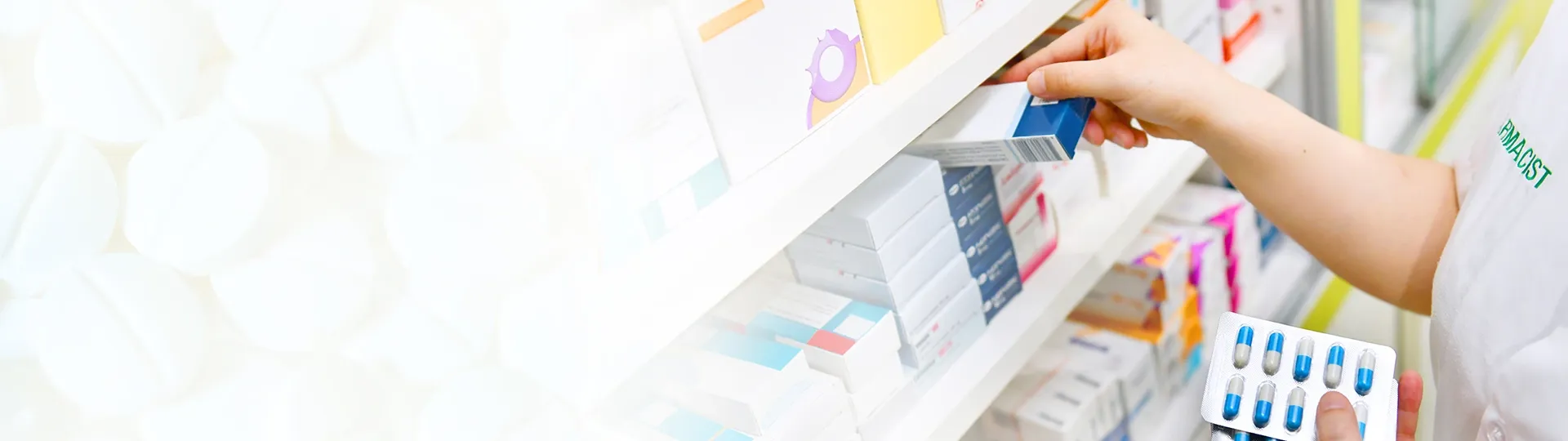 Stocked pharmacy shelf