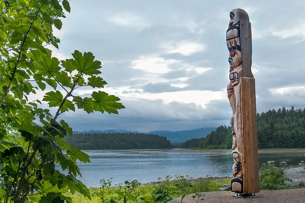 Back of totem pole, facing Glacier Bay