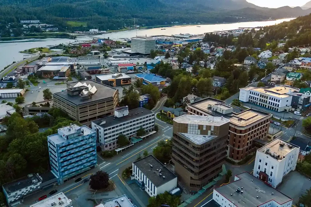 Aerial view of downtown Juneau, Alaska
