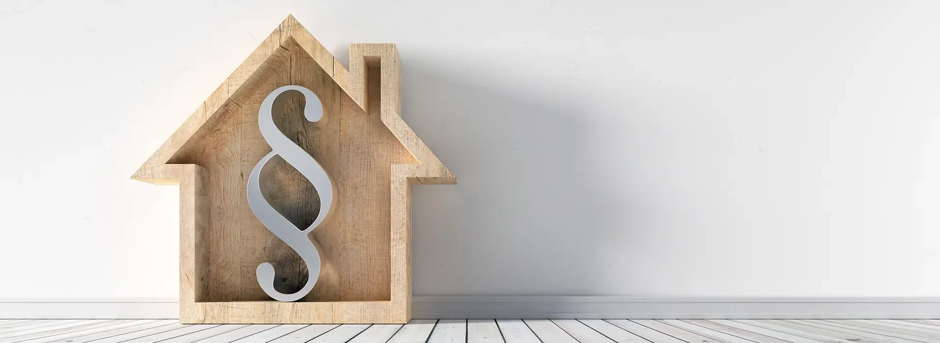 Section symbol fit inside a wooden house shape
