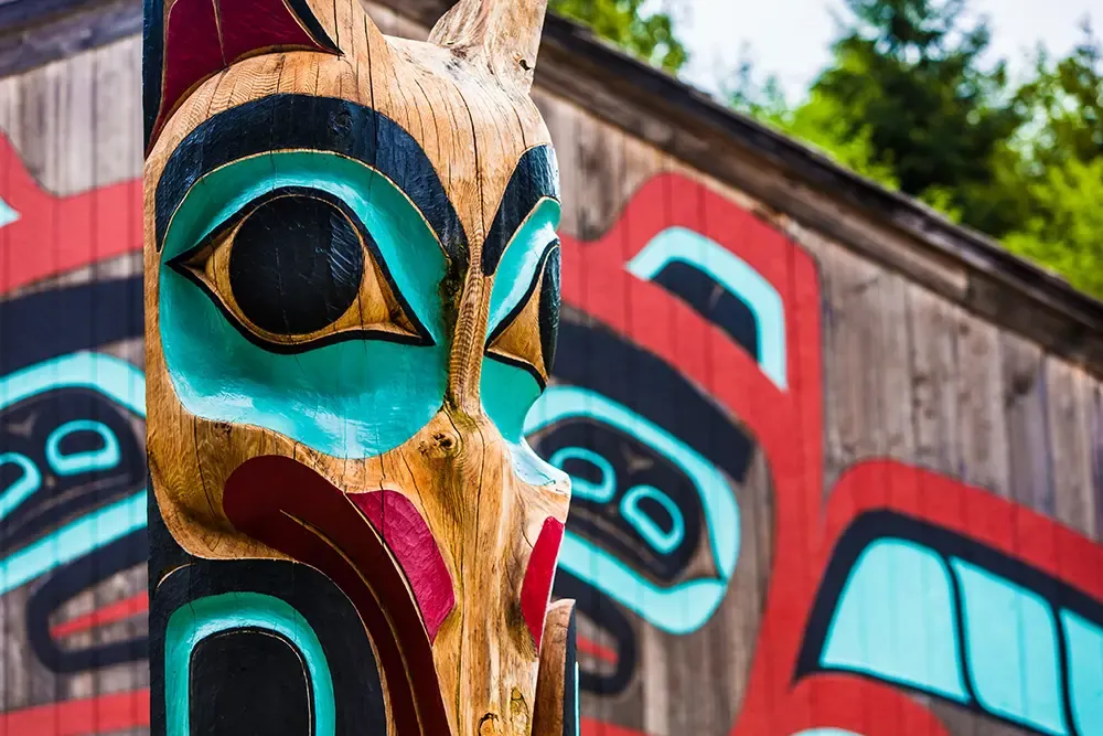 Totem Pole Near Saxman Tribal House