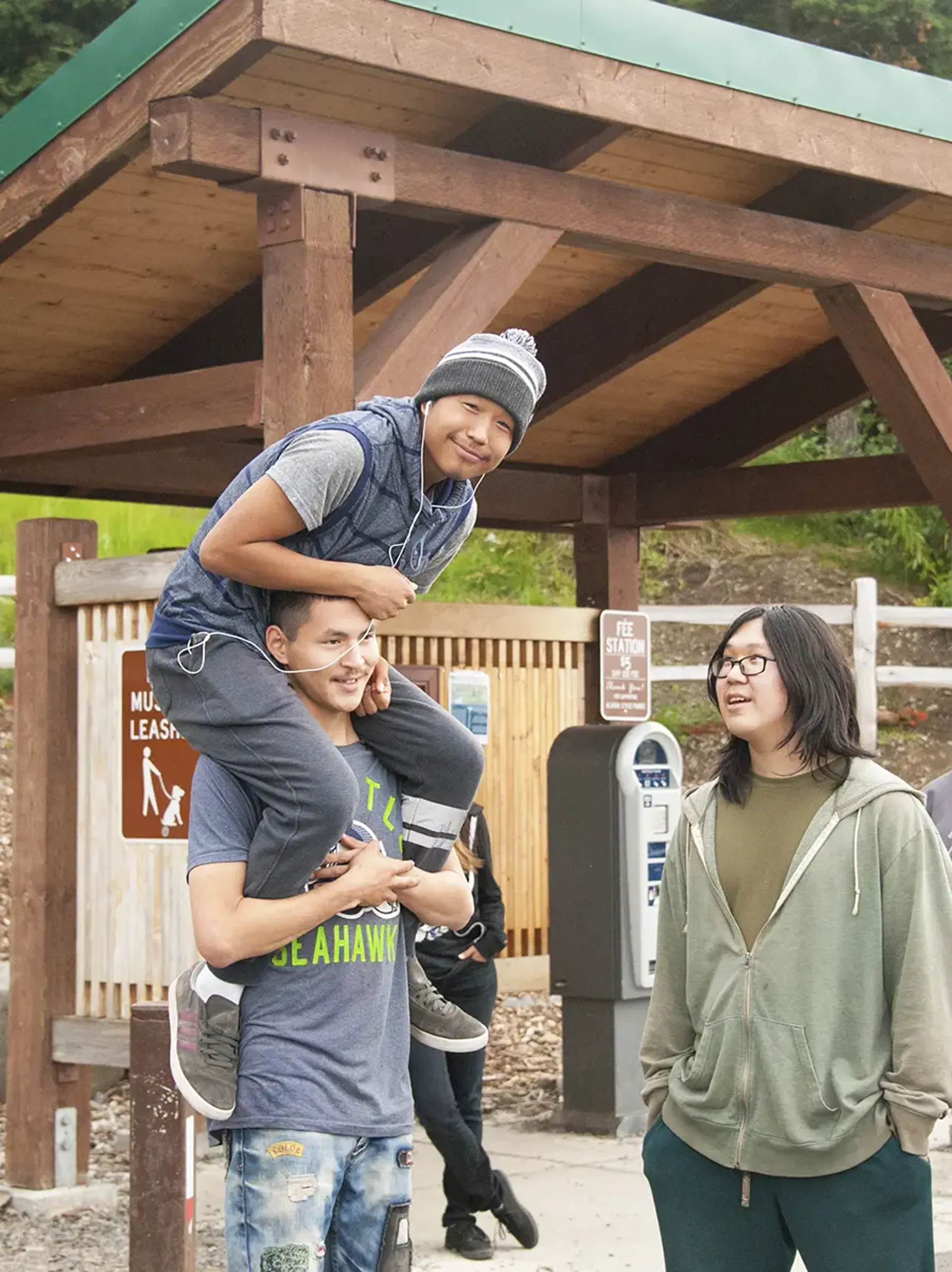 Three native teens hanging out