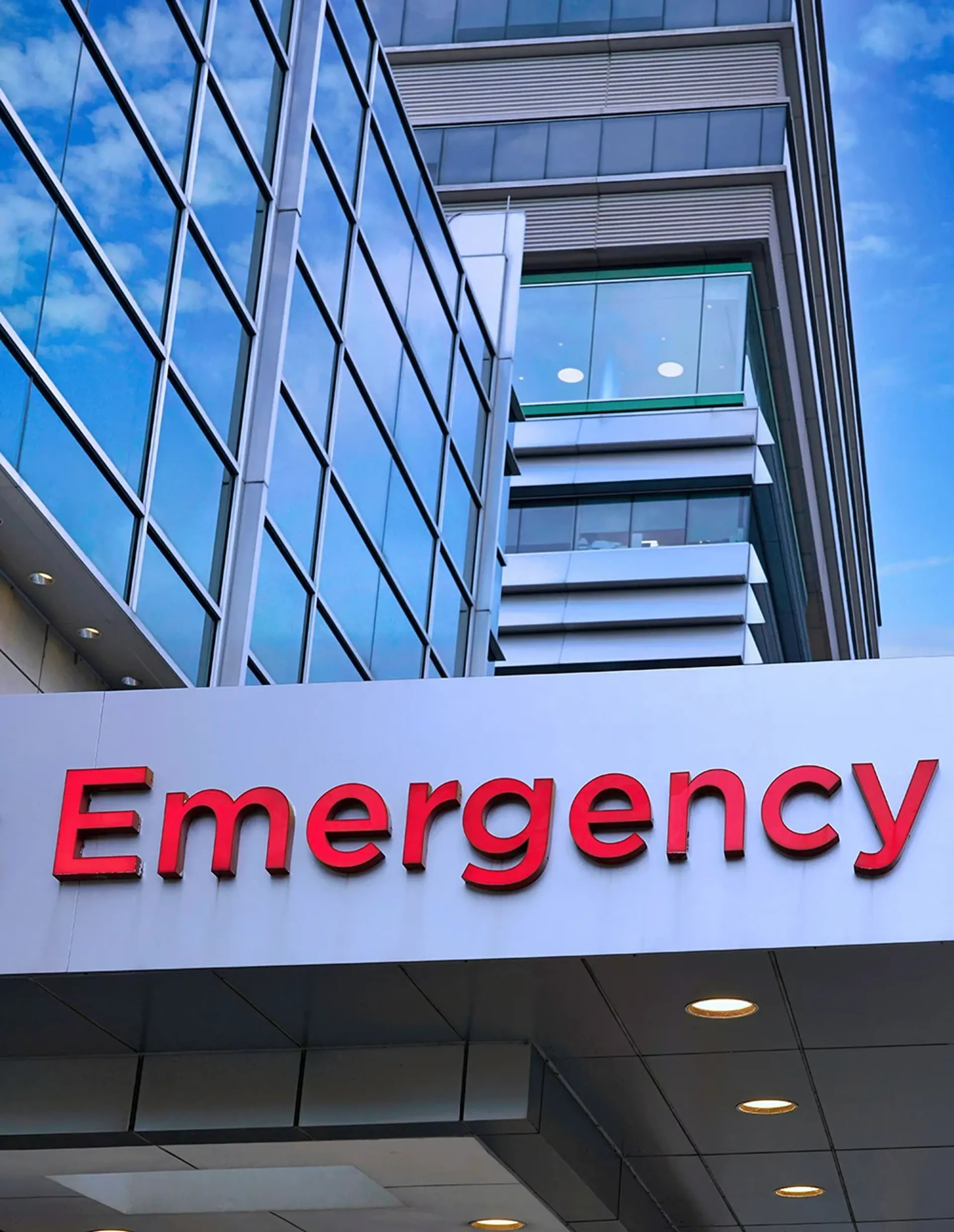 Emergency sign on hospital building