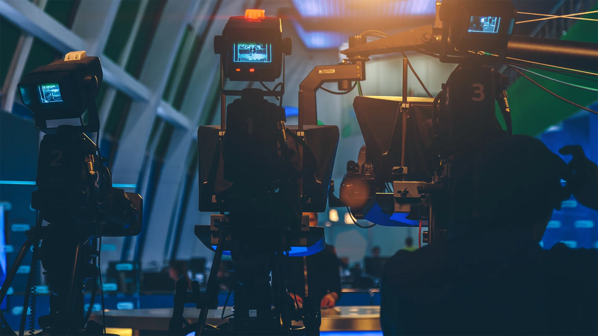 Television cameras in a studio setting