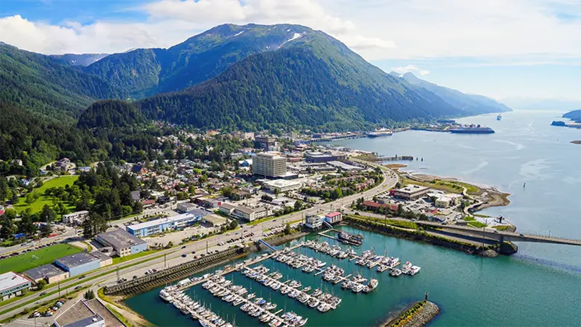Aerial view of the downtown Juneau