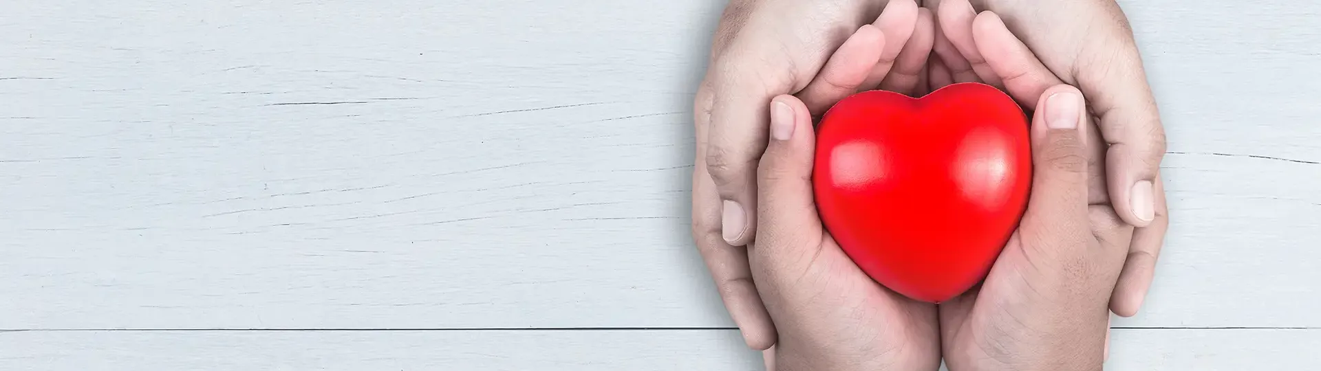 Heart shape being held by child's hands, with adult's supporting