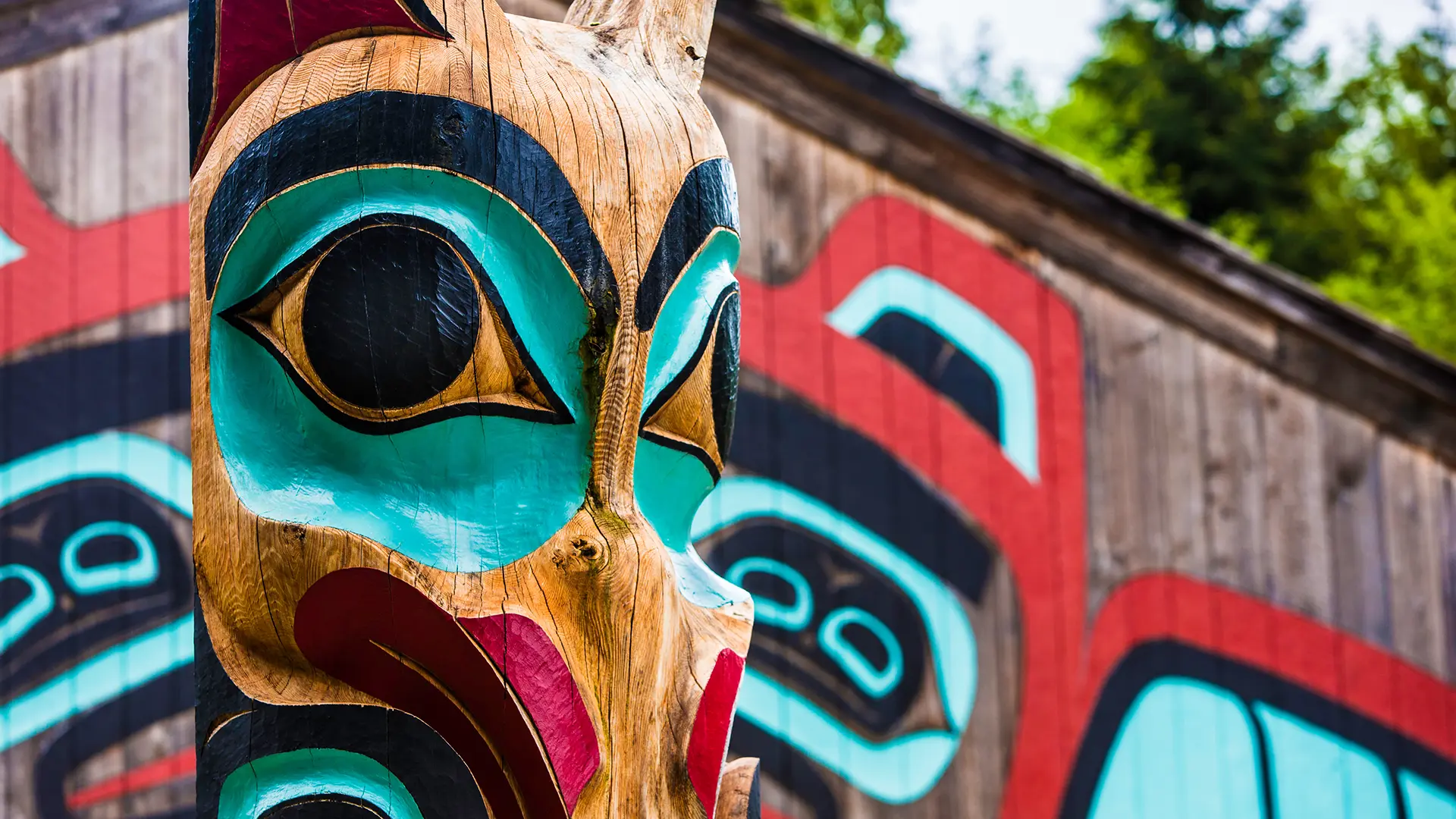 Totem Pole Near Saxman Tribal House