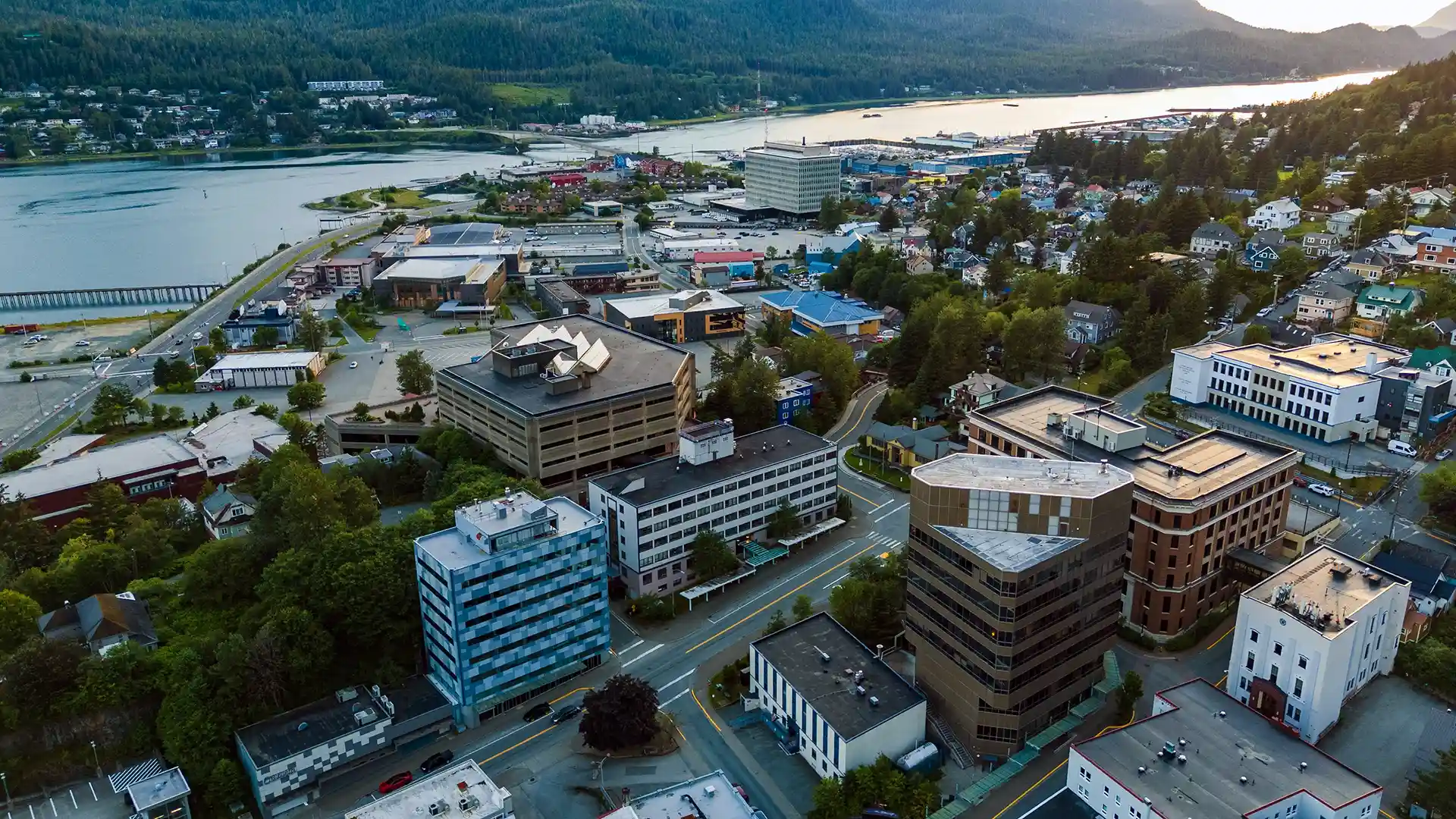 Aerial view of downtown Juneau, Alaska