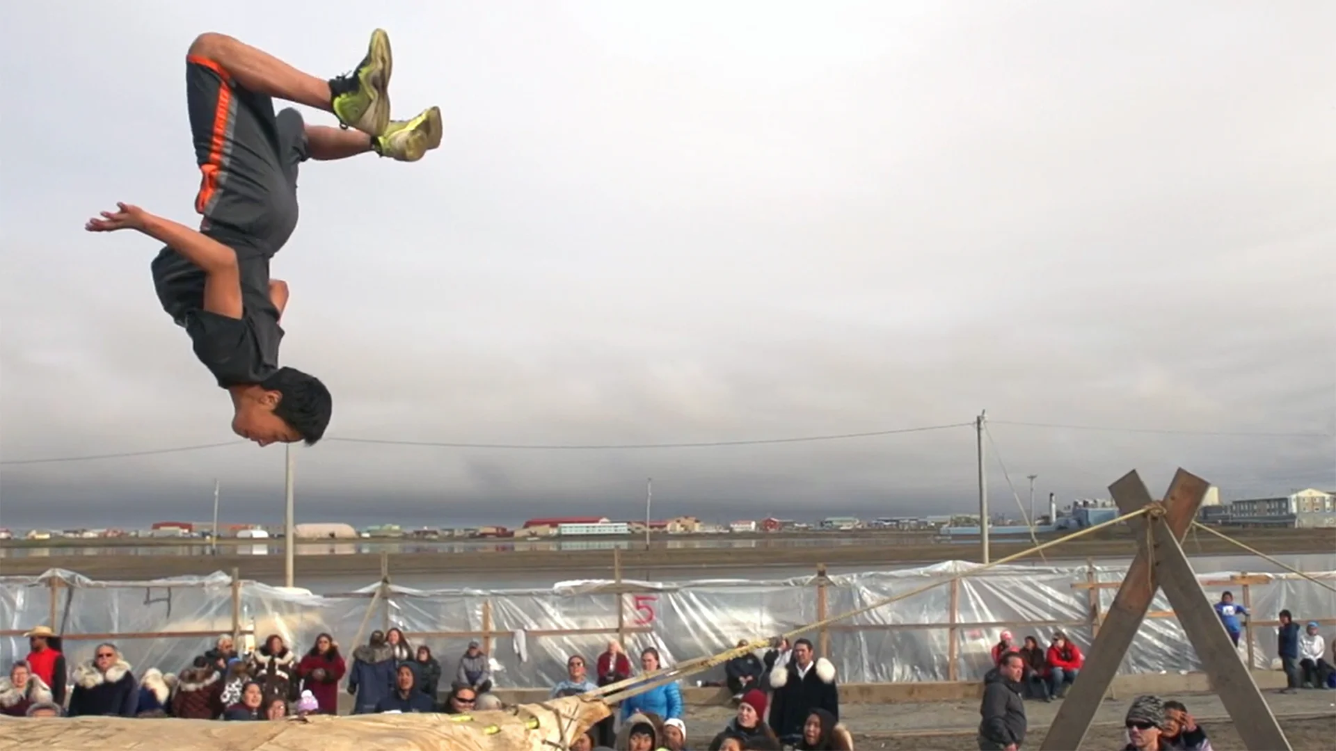 Blanket toss: Screencap from the 2017 The Alaska Tribal Child Welfare Compact video