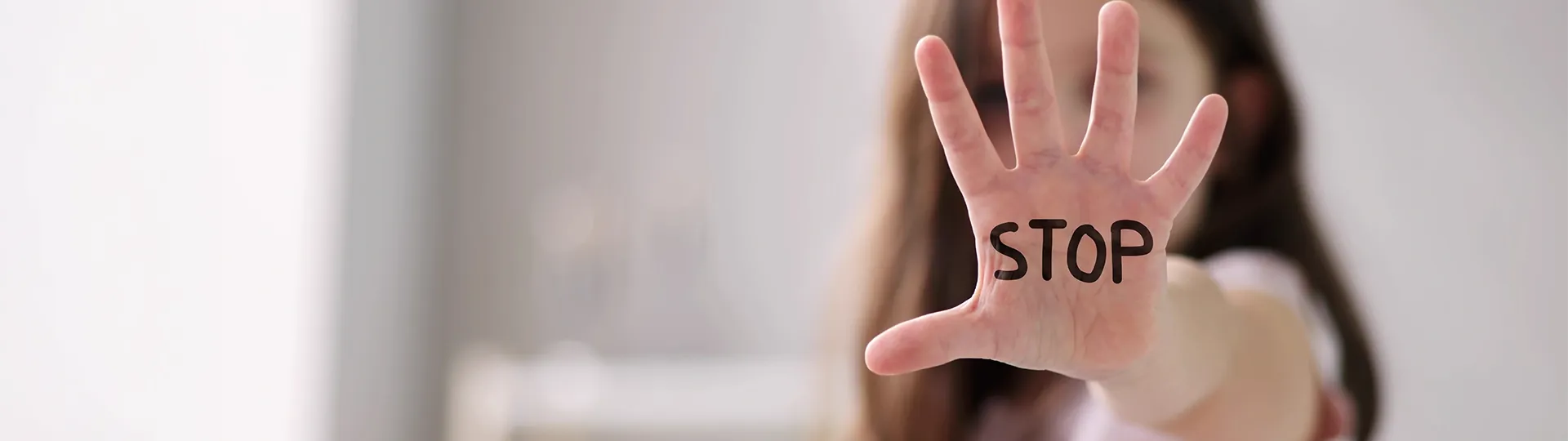 Close-up Of A Girl's Hand Showing Stop
